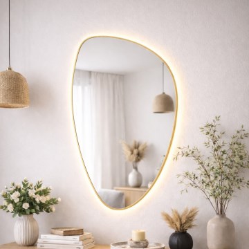Baltica Design - LED Kúpeľňové nástenné zrkadlo s podsvietením STONE FLUID LED/15W/230V 4500K 92x55 cm IP65 zlatá