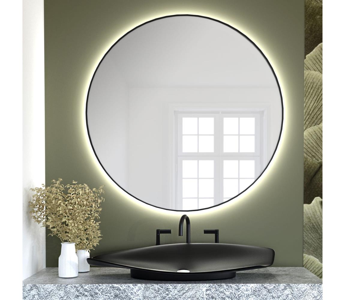 Baltica Design - LED zrkadlo s podsvietením BRIGHT 15W/230V 4500K, priemer 60 cm, IP65, čierne Bright 60 BLACK, neutral