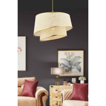 BARETTE 1xE27/60W/230V krémová/zlatá závesná lampa