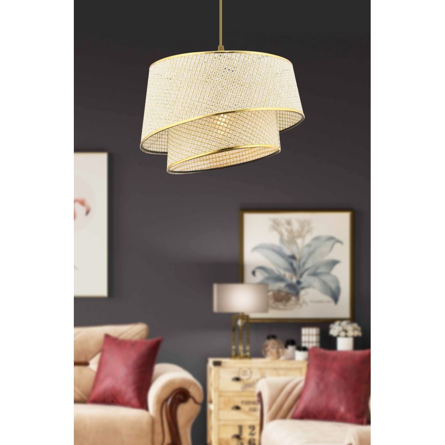 BARETTE 1xE27/60W/230V krémová/zlatá závesná lampa