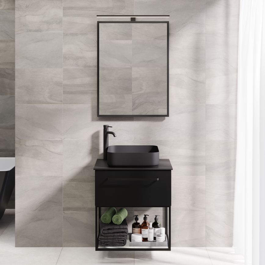 BATH DELUXE 01-060-05-02-00 - Kúpeľňové zrkadlo BORGSTED 60x80 cm čierna