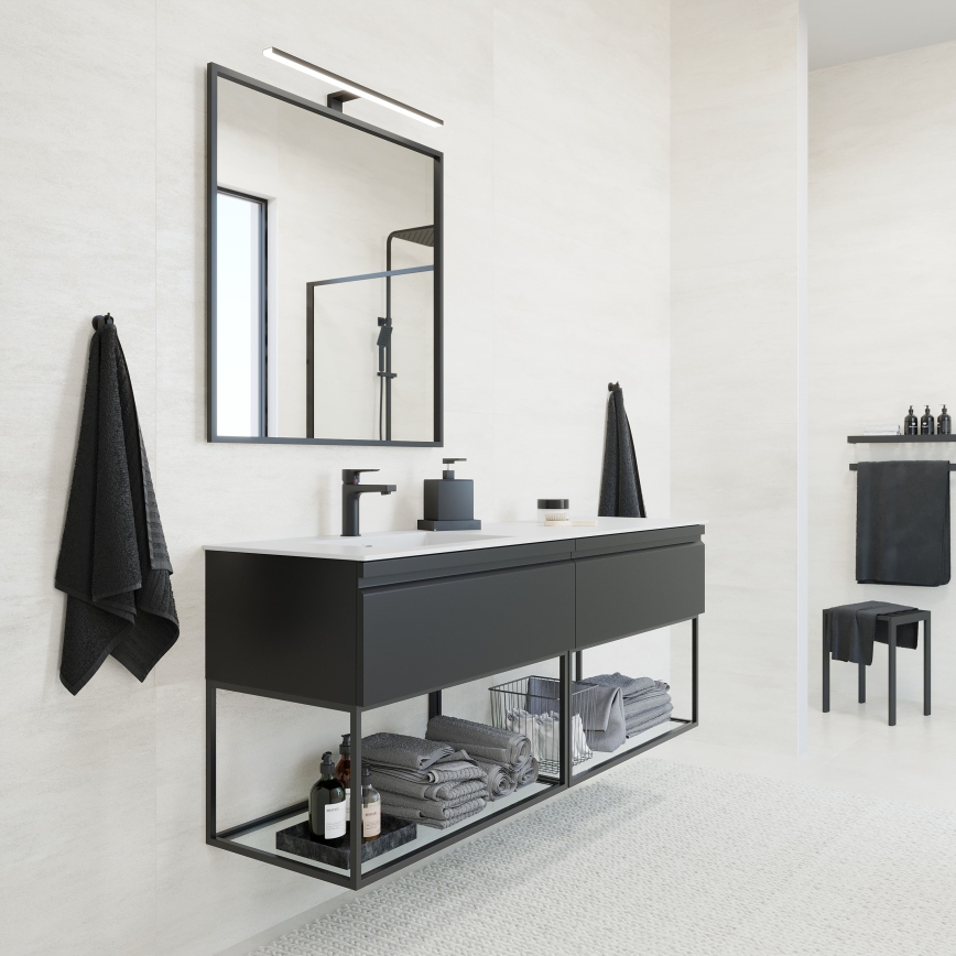 BATH DELUXE 01-080-05-02-00 - Kúpeľňové zrkadlo BORGSTED 80x80 cm čierna