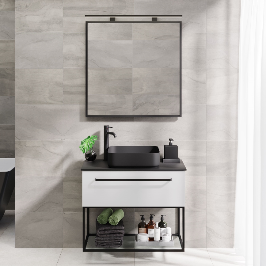 BATH DELUXE 01-080-05-02-00 - Kúpeľňové zrkadlo BORGSTED 80x80 cm čierna