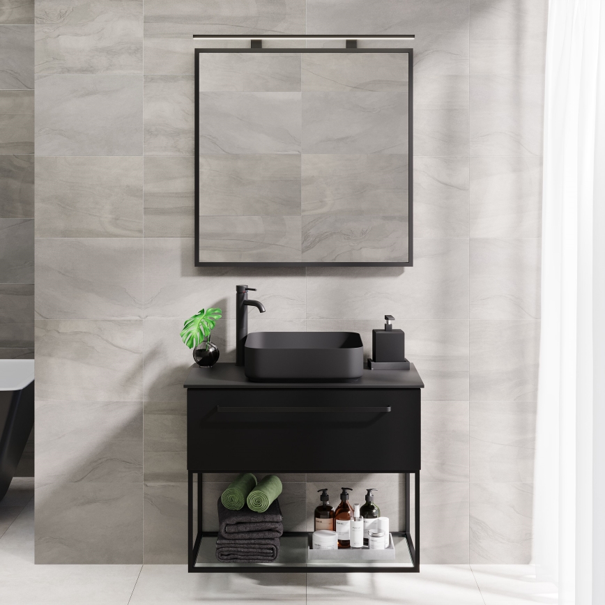 BATH DELUXE 01-080-05-02-00 - Kúpeľňové zrkadlo BORGSTED 80x80 cm čierna