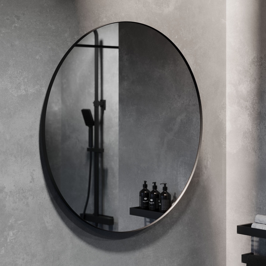 BATH DELUXE 01-080-09-02-00 - Kúpeľňové zrkadlo BORGSTED pr. 80 cm čierna