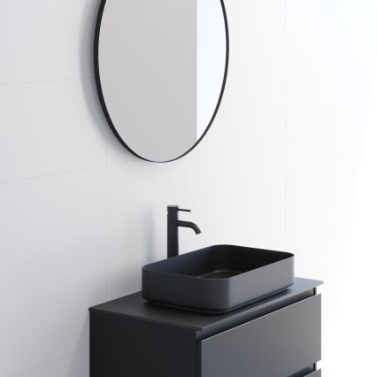 BATH DELUXE 01-080-09-02-00 - Kúpeľňové zrkadlo BORGSTED pr. 80 cm čierna