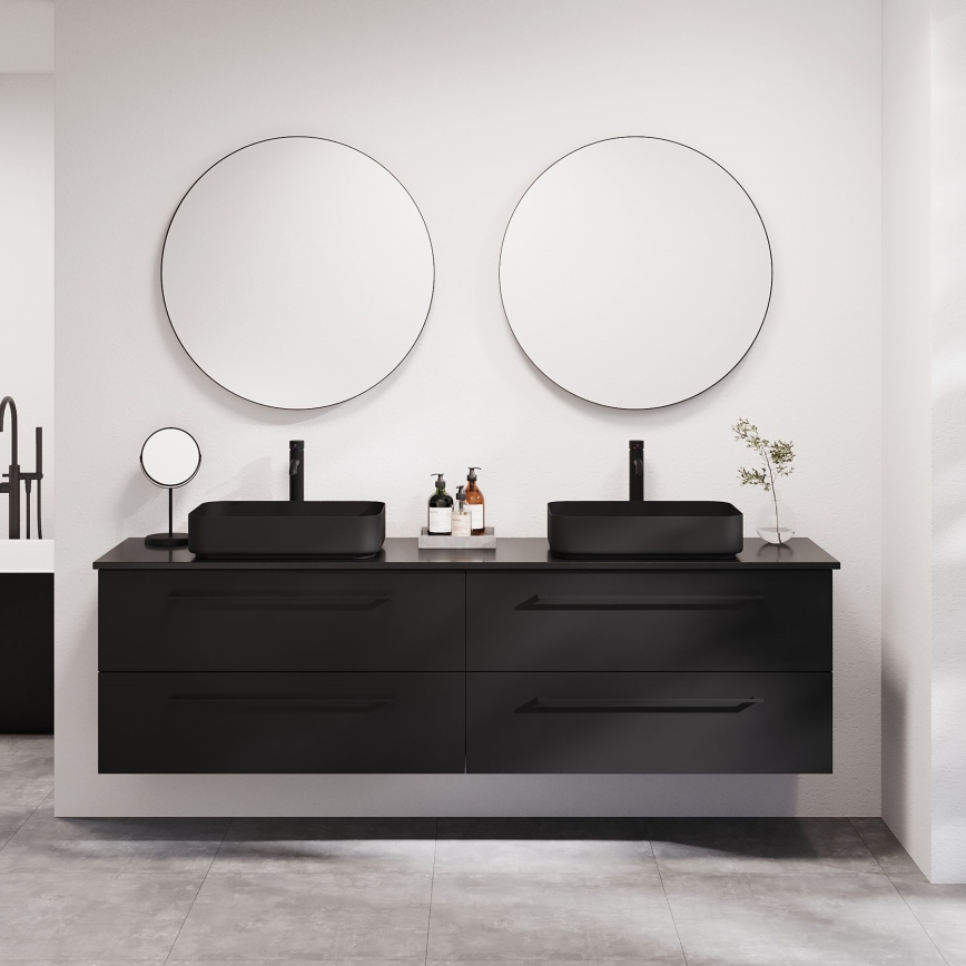 BATH DELUXE 01-080-09-02-00 - Kúpeľňové zrkadlo BORGSTED pr. 80 cm čierna