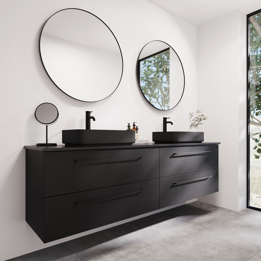 BATH DELUXE 01-080-09-02-00 - Kúpeľňové zrkadlo BORGSTED pr. 80 cm čierna