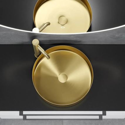 BATH DELUXE 06-040-16-70-00 - Umývadlo na dosku LJORDAL priemer 40 cm nerezová oceľ/kartáčovaná mosadz