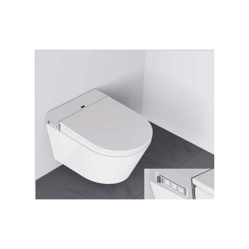 BATH DELUXE 21-040-02-11-00 - Závesné WC s bidetom a doskou SoftClose TISVILDELEJE 1600W/230V biela + diaľkové ovládanie