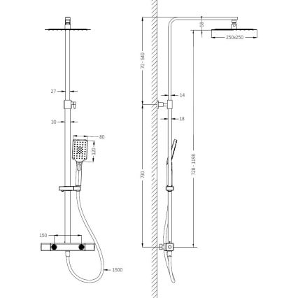BATH DELUXE 31-120-06-02-00 - Sprchová sada s termostatickou batériou NAESBY matná čierna
