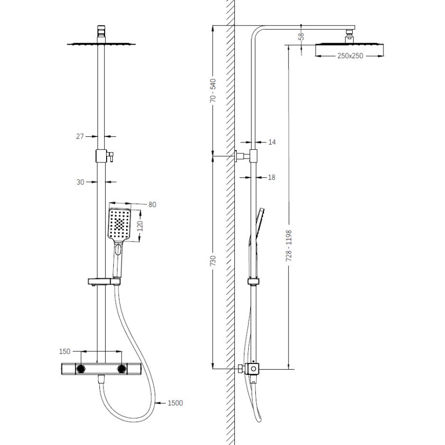 BATH DELUXE 31-120-06-02-00 - Sprchová sada s termostatickou batériou NAESBY matná čierna