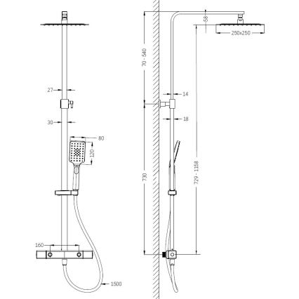BATH DELUXE 31-120-08-02-00 - Sprchová súprava s termostatickou batériou NAESBY lesklá mosadz