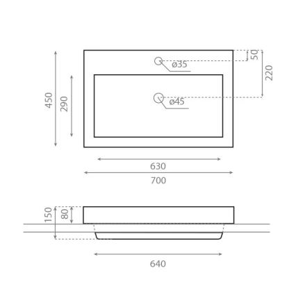 Bathco 0023 - Zapustené umývadlo MANCHESTER 70x45 cm porcelán/biela