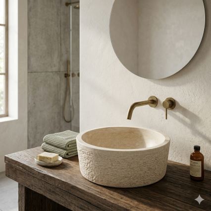 Bathco 00307 - Umývadlo na dosku DUAL pr. 40,5 cm kameň/béžová