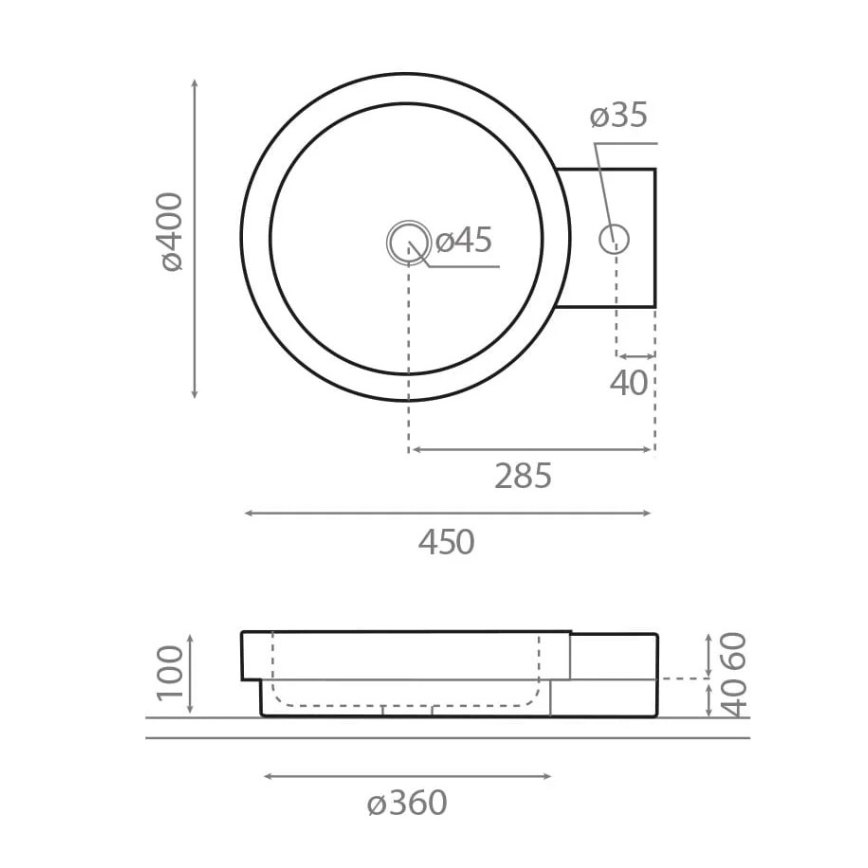 Bathco 00339 - Umývadlo na dosku ICONO 40x45 cm kameň/šedá