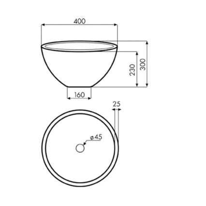 Bathco 00374 - Zápustené umývadlo do dosky MIRAGE pr. 40 cm kameň/sivá