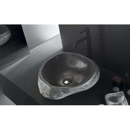 Bathco 00393 - Umývadlo na dosku RIO 52x47 cm kameň/šedá