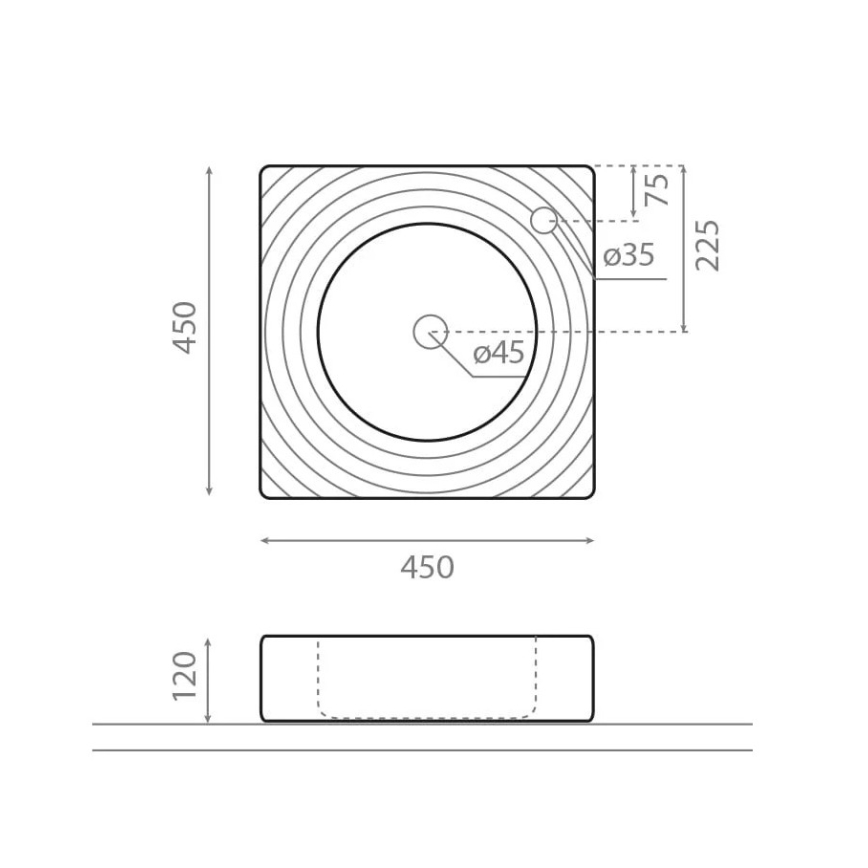 Bathco 0081 - Nadpultové umývadlo GOTA 45x45 cm porcelán/biela