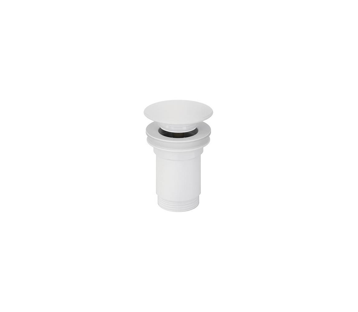Bathco 0212BL - Umývadlová vpusť bez prepadového otvoru CLICK-CLACK, priemer 6 cm, matná biela 0212BL