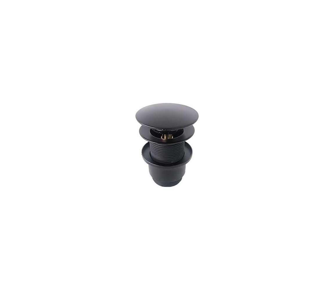 Bathco 0212NE - výpusť umývadla CLICK-CLACK bez prepadového otvoru, priemer 6 cm, matná čierna 0212NE