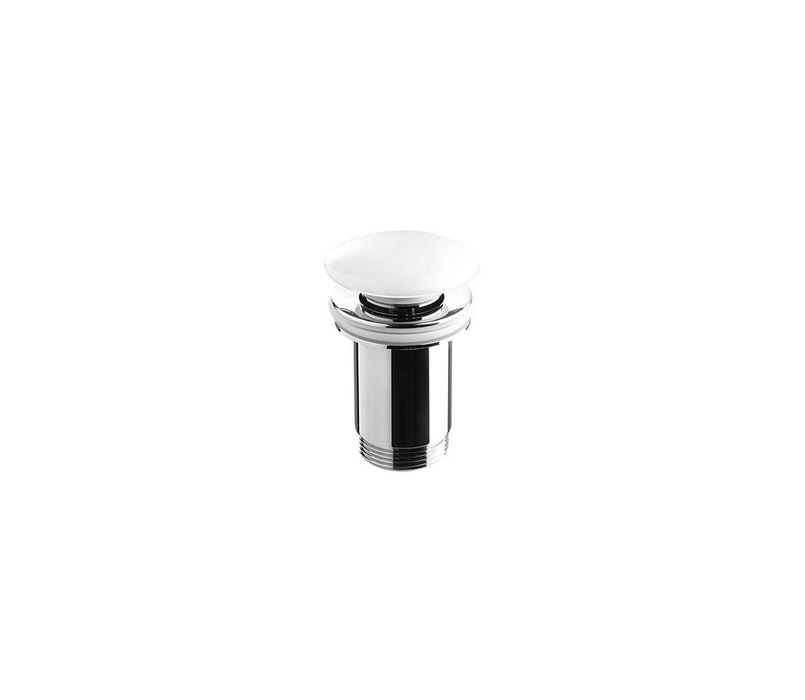Bathco 0212PR - Umývadlová výpusť bez prepadového otvoru CLICK-CLACK pr. 6 cm lesklá biela 0212PR