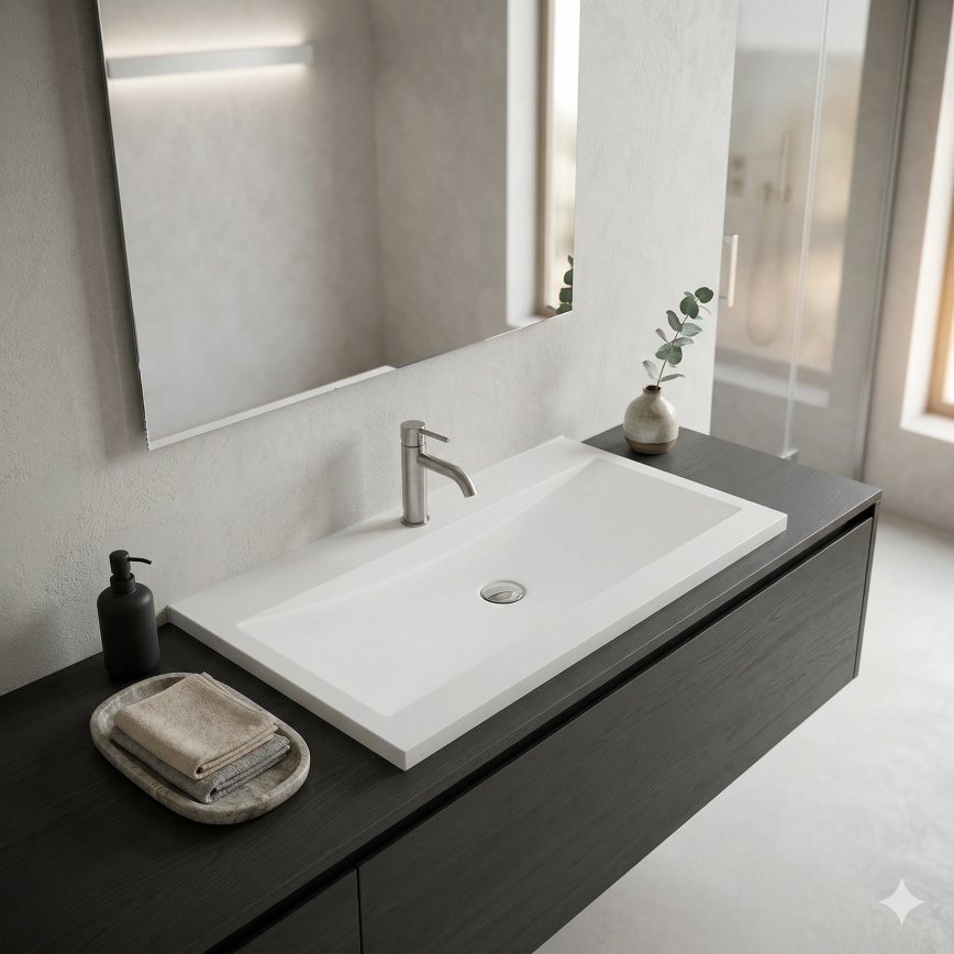 Bathco 0506 - Zapustené umývadlo MANHATTAN 100x45 cm živica/biela