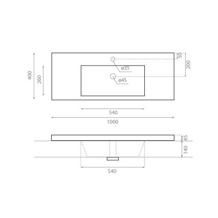 Bathco 0515 - Zapustené umývadlo COLLOTO 100x40 cm živica/biela