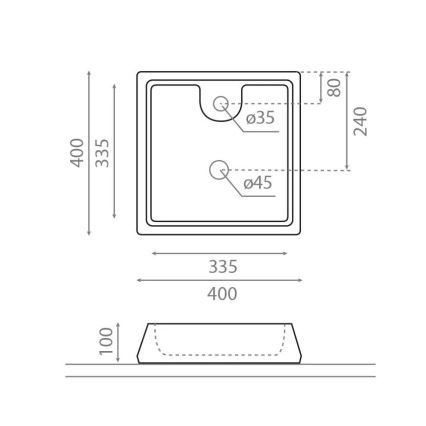 Bathco 4003 - Umývadlo na dosku GALICIA 40x40 cm porcelán/biela