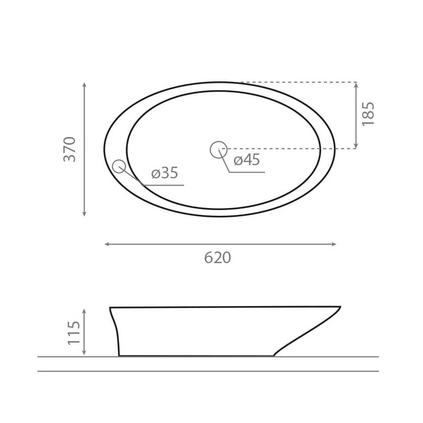 Bathco 4020 - Umývadlo na dosku PURE 62x37 cm porcelán/biela