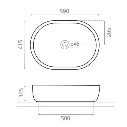 Bathco 4037 - Umývadlo na dosku TOULOUSE 59x41,5 cm porcelán/biela