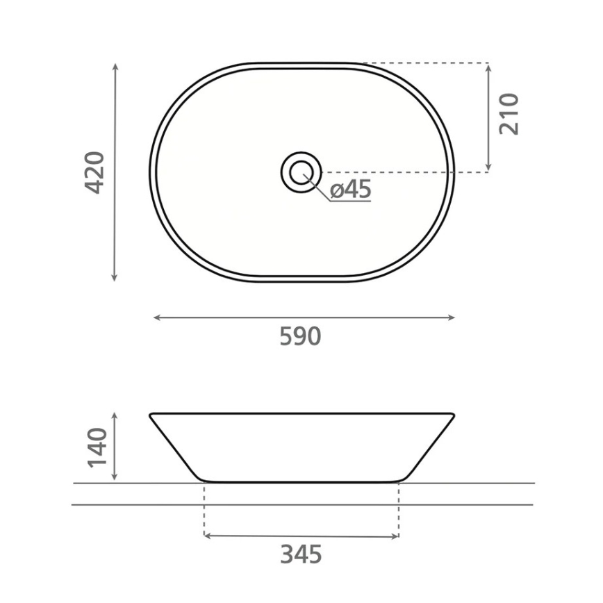 Bathco 4038 - Umývadlo na dosku TOULOUSE 59x42 cm porcelán/biela