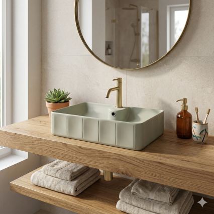 Bathco 4161 - Umývadlo na dosku CIRCUS 61x40,5 cm porcelán/béžová