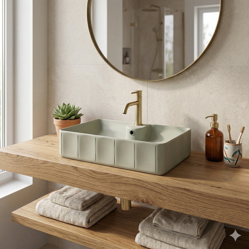 Bathco 4161 - Umývadlo na dosku CIRCUS 61x40,5 cm porcelán/béžová