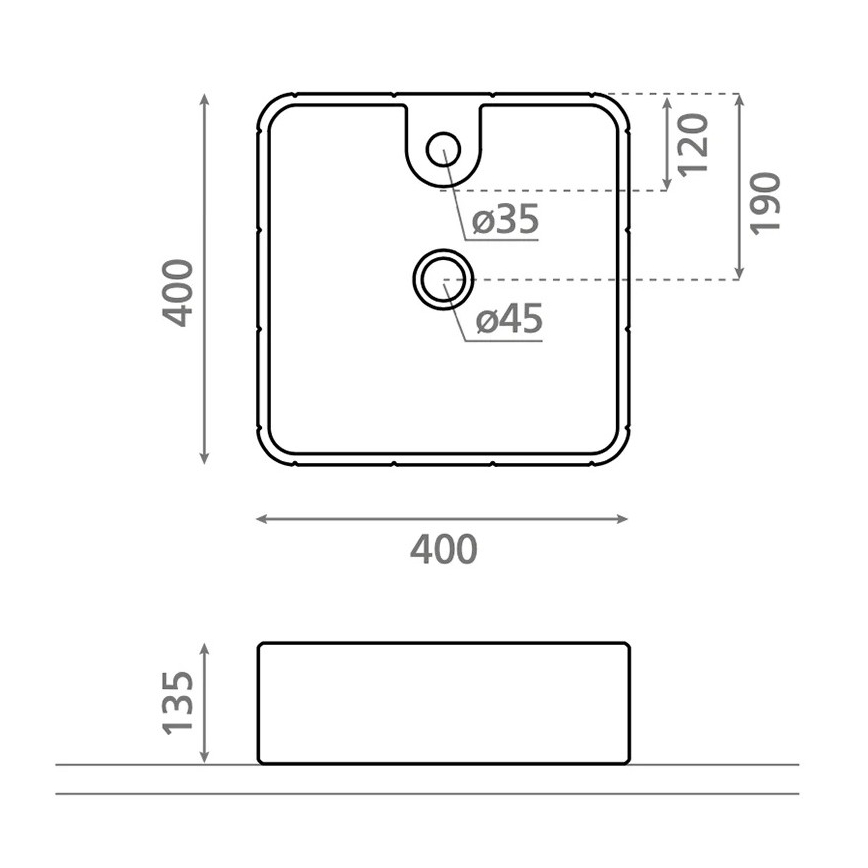 Bathco 4162 - Umývadlo na dosku CIRCUS 40x40 cm porcelán/béžová