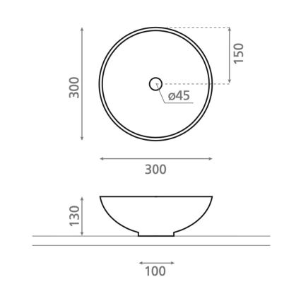 Bathco 4914 - Umývadlo na dosku DAKAR priemer 30 cm porcelán/biela