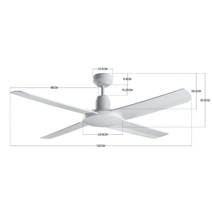 BAYSIDE 213025 - Vonkajší stropný ventilátor NAUTILUS IP55 biela