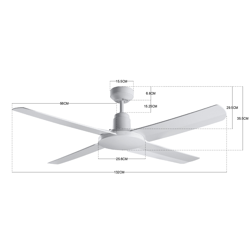 BAYSIDE 213025 - Vonkajší stropný ventilátor NAUTILUS IP55 biela