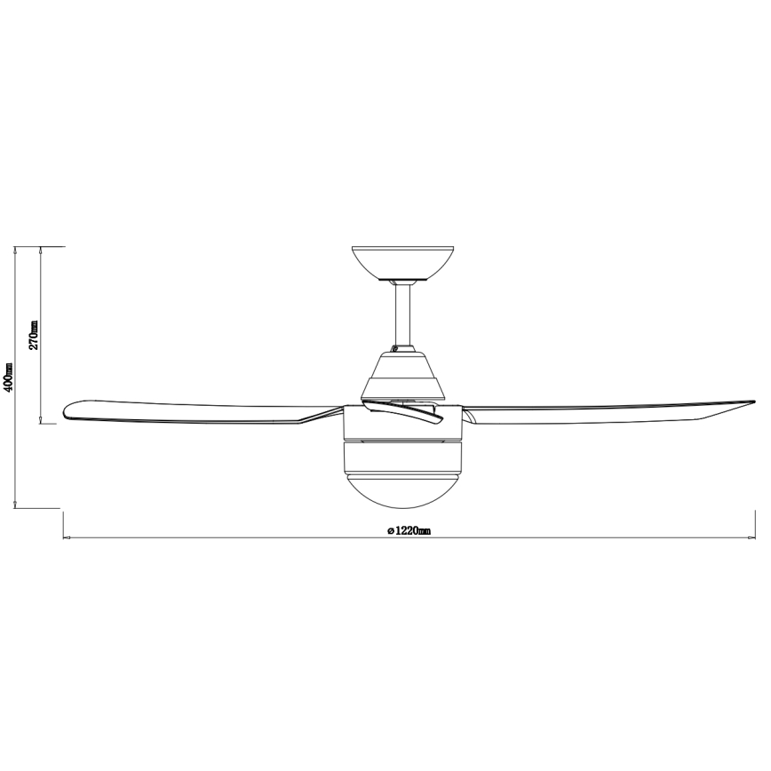 BAYSIDE 531018 - Stropný ventilátor MEGARA 2xE14/15W/230V čierna + diaľkové ovládanie