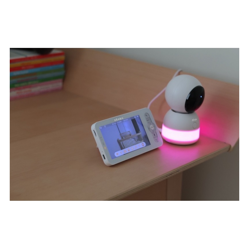 Beaba - Inteligentná nabíjateľná detská pestúnka s monitorom ZEN NIGHT 720p 5V 4000 mAh Wi-Fi biela