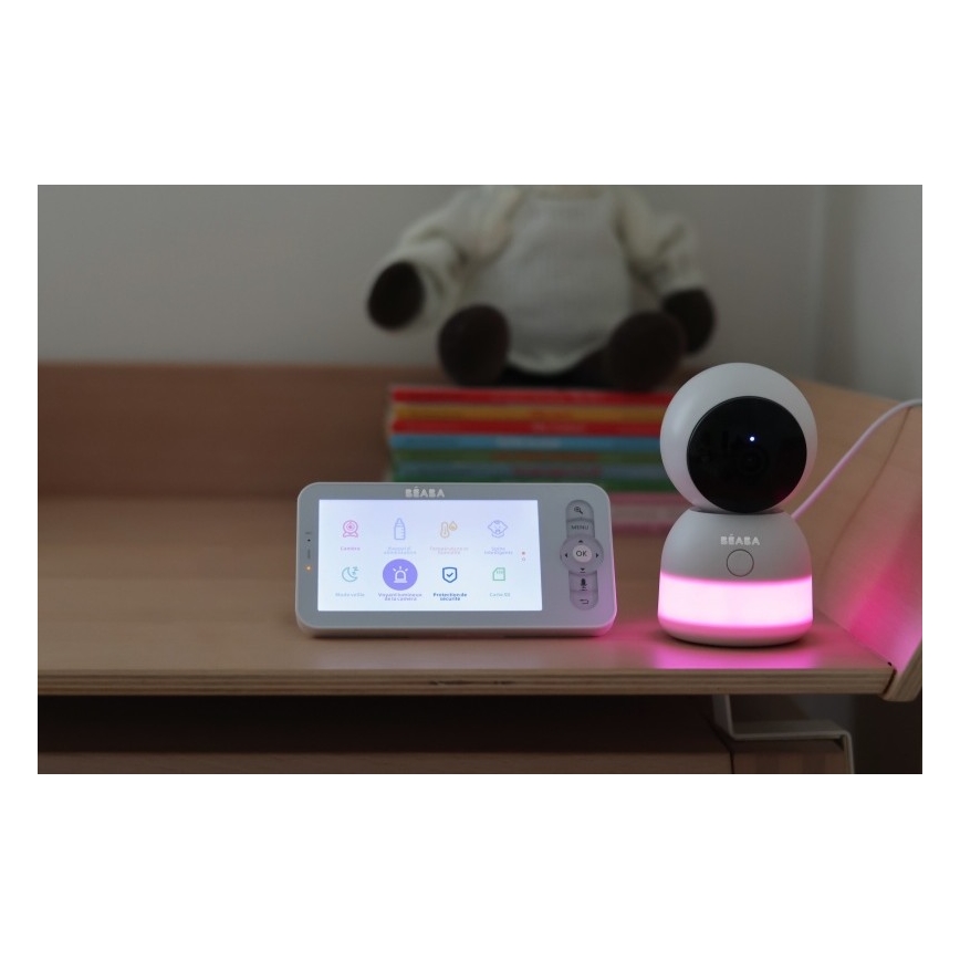 Beaba - Inteligentná nabíjateľná detská pestúnka s monitorom ZEN NIGHT 720p 5V 4000 mAh Wi-Fi biela