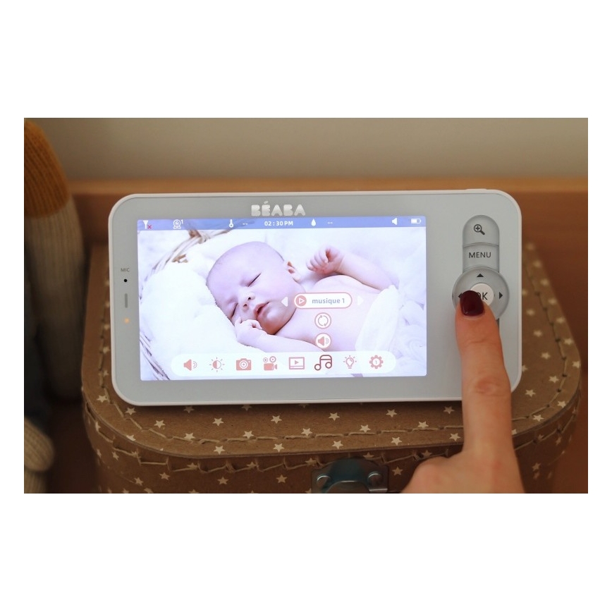 Beaba - Inteligentná nabíjateľná detská pestúnka s monitorom ZEN NIGHT 720p 5V 4000 mAh Wi-Fi biela