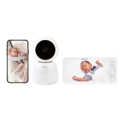 Beaba - Inteligentná nabíjateľná detská pestúnka s monitorom ZEN NIGHT 720p 5V 4000 mAh Wi-Fi biela