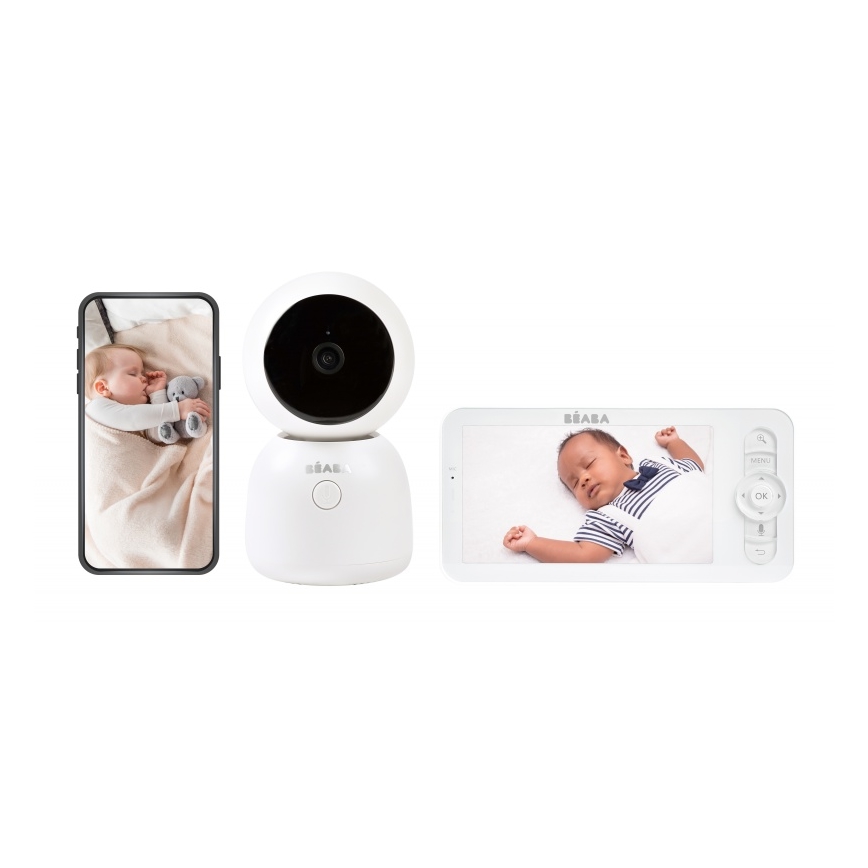 Beaba - Inteligentná nabíjateľná detská pestúnka s monitorom ZEN NIGHT 720p 5V 4000 mAh Wi-Fi biela