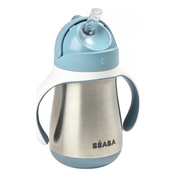 Beaba - Termoizolačný hrnček so slamkou 250 ml modrý