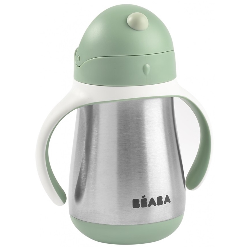 Beaba - Termoizolačný hrnček so slamkou 250 ml zelená