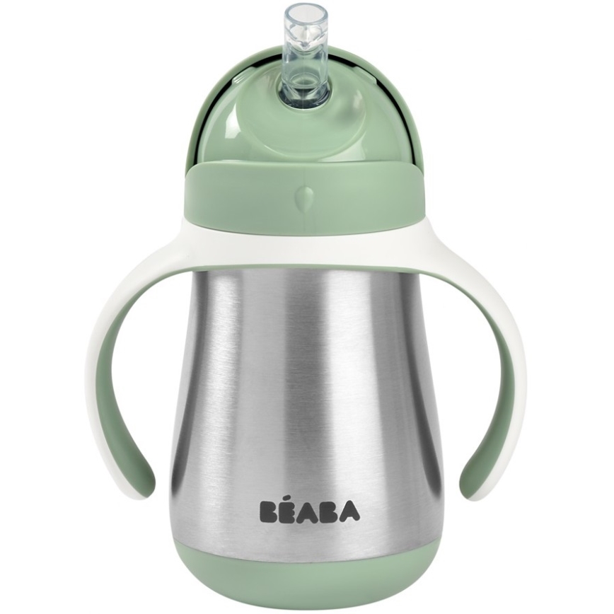 Beaba - Termoizolačný hrnček so slamkou 250 ml zelená