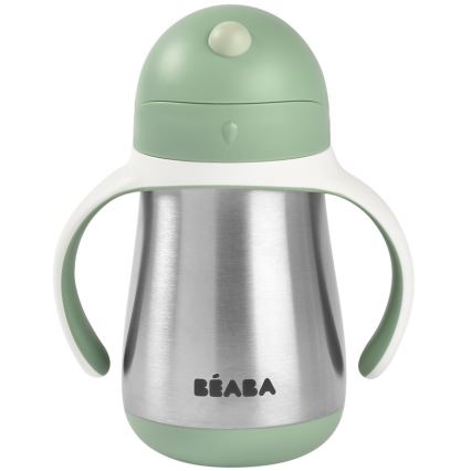 Beaba - Termoizolačný hrnček so slamkou 250 ml zelená