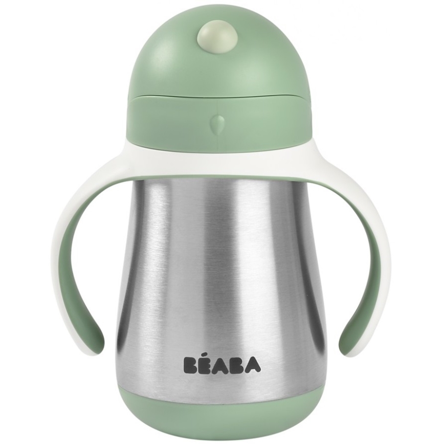 Beaba - Termoizolačný hrnček so slamkou 250 ml zelená