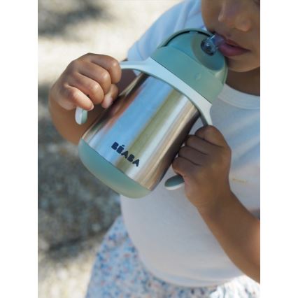 Beaba - Termoizolačný hrnček so slamkou 250 ml zelená